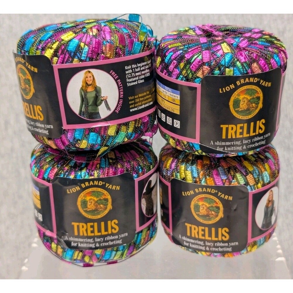 Lot 4 TRELLIS in STAINED GLASS Lion Brand Yarn New